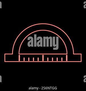 Neon protractor red color vector illustration flat style light image. Neon protractor red color vector illustration flat style image Stock Vector