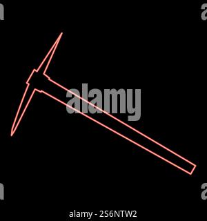 Neon pickaxe red color vector illustration flat style light image. Neon pickaxe red color vector illustration flat style image Stock Vector