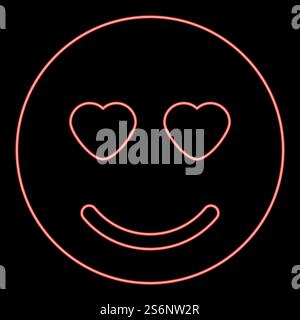 Neon smile red color vector illustration flat style light image. Neon smile red color vector illustration flat style image Stock Vector