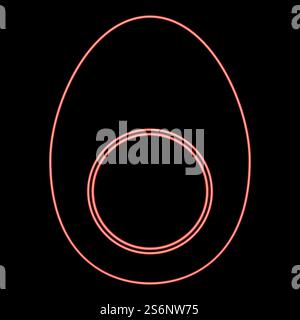 Neon piece egg red color vector illustration flat style light image. Neon piece egg red color vector illustration flat style image Stock Vector