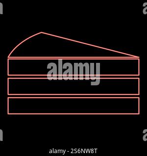 Neon piece of cake red color vector illustration flat style light image. Neon piece of cake red color vector illustration flat style image Stock Vector