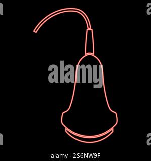 Neon ultrasound icon black color in circle outline vector illustration red color vector illustration flat style light image. Neon ultrasound icon black color in circle red color vector illustration flat style image Stock Vector