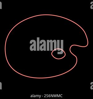 Neon palette icon black color in circle outline vector illustration red ...