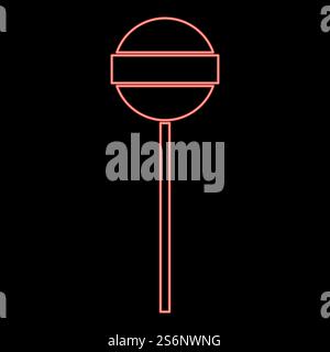 Neon lollipop red color vector illustration flat style light image. Neon lollipop red color vector illustration flat style image Stock Vector