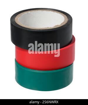 Stack of rolls of electrical tape on isolated background Stock Photo