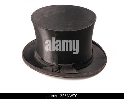Old used stylish hat on a white background Stock Photo