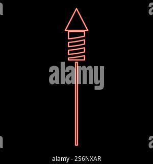 Neon rockets for fireworks red color vector illustration flat style light image. Neon rockets for fireworks red color vector illustration flat style image Stock Vector