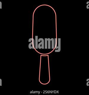 Neon ice cream red color vector illustration flat style light image. Neon ice cream red color vector illustration flat style image Stock Vector