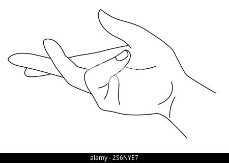 Gesturing or communicating with help of gestures and signs. Isolated hand with fingers showing symbol. Expressing thoughts with nonverbal means. Wrist of female. Line art, vector in flat style. Hand showing sign, gesturing arm with fingers Stock Vector