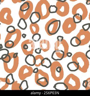 Animalistic background, geometric print with circles and rounded shapes. Geometry, background for cards and fashion clothes. Abstract modern ornaments. Seamless pattern, vector in flat style. Abstract animal print, circles and geometry vector Stock Vector
