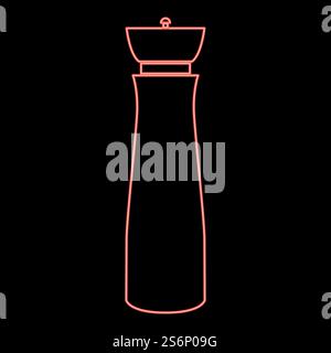 Neon salt and pepper mill red color vector illustration flat style light image. Neon salt and pepper mill red color vector illustration flat style image Stock Vector