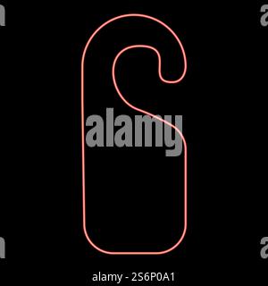 Neon door tag red color vector illustration flat style light image. Neon door tag red color vector illustration flat style image Stock Vector