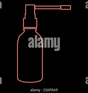 Neon throat spray red color vector illustration flat style light image. Neon throat spray red color vector illustration flat style image Stock Vector
