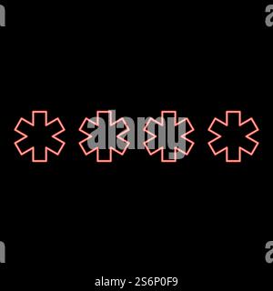 Neon symbol enter password red color vector illustration flat style light image. Neon symbol enter password red color vector illustration flat style image Stock Vector