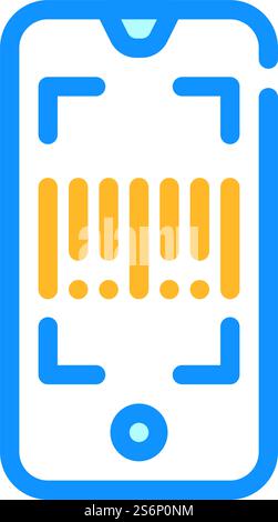 Barcode scanning app color icon. Smartphone reading linear barcode. One ...