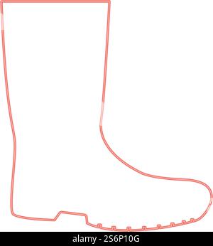 Neon rubber boots red color vector illustration flat style light image. Neon rubber boots red color vector illustration flat style image Stock Vector