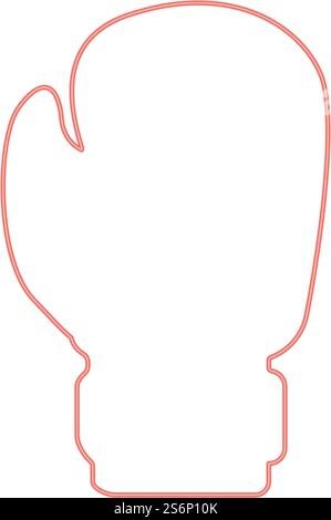 Neon boxing glove red color vector illustration flat style light image. Neon boxing glove red color vector illustration flat style image Stock Vector