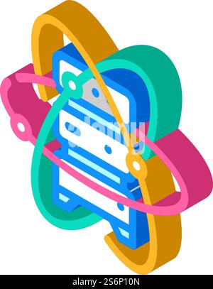 quantum computer, data server isometric icon vector. quantum computer, data server sign. isolated symbol illustration. quantum computer, data server isometric icon vector illustration Stock Vector