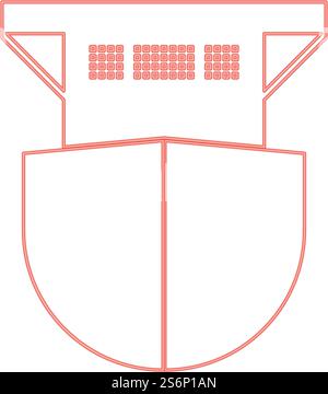 Neon seagoing cargo ship red color vector illustration flat style light image. Neon seagoing cargo ship red color vector illustration flat style image Stock Vector