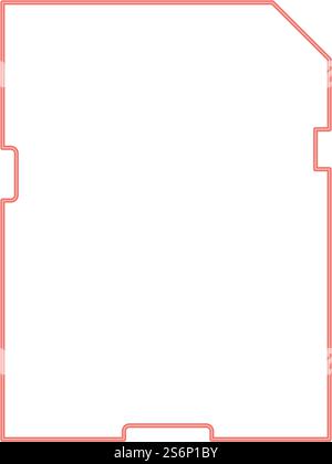 Neon memory card red color vector illustration flat style light image. Neon memory card red color vector illustration flat style image Stock Vector