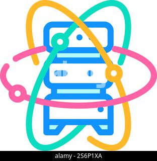 quantum computer, data server color icon vector. quantum computer, data server sign. isolated symbol illustration. quantum computer, data server color icon vector illustration Stock Vector