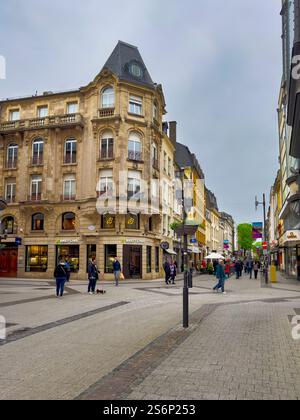 The pedestrian zone of the Upper Town: Grand Rue, in the heart of the center of Luxembourg City, near Place Guillaume II and the Grand Ducal Palace, an elegant high society shopping street that combines history, culture and European atmosphere, Luxembourg, Europe Stock Photo