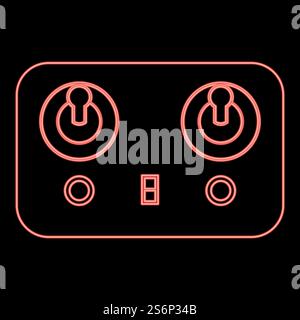 Neon remote control icon black color in circle outline vector illustration red color vector illustration flat style light image. Neon remote control icon black color in circle red color vector illustration flat style image Stock Vector
