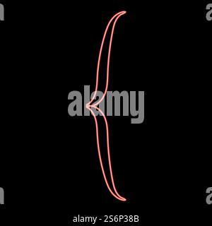 Neon bracket red color vector illustration flat style light image. Neon bracket red color vector illustration flat style image Stock Vector