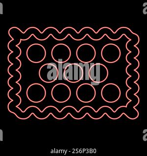 Neon cookie red color vector illustration flat style light image. Neon cookie red color vector illustration flat style image Stock Vector