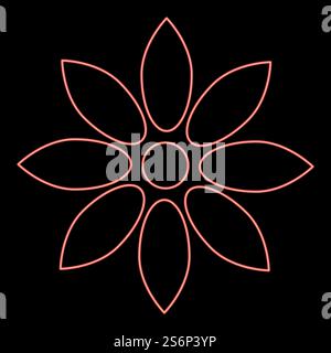Neon flower red color vector illustration flat style light image Stock ...