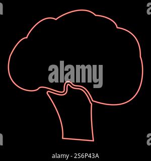 Neon broccoli red color vector illustration flat style light image. Neon broccoli red color vector illustration flat style image Stock Vector