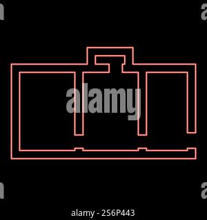 Neon apartment plan red color vector illustration flat style light image. Neon apartment plan red color vector illustration flat style image Stock Vector