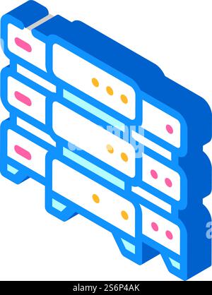 data center server isometric icon vector. data center server sign. isolated symbol illustration. data center server isometric icon vector illustration Stock Vector