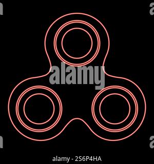 Neon hand spinner red color vector illustration flat style light image. Neon hand spinner red color vector illustration flat style image Stock Vector