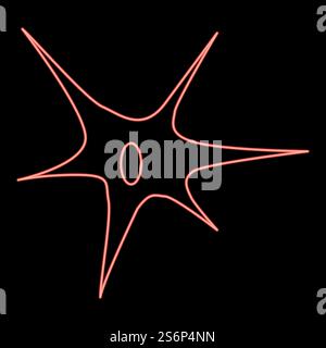 Neon nerve cell icon black color in circle outline vector illustration red color vector illustration flat style light image. Neon nerve cell icon black color in circle red color vector illustration flat style image Stock Vector