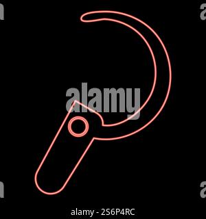 Neon headset icon black color in circle outline vector illustration red color vector illustration flat style light image. Neon headset icon black color in circle red color vector illustration flat style image Stock Vector