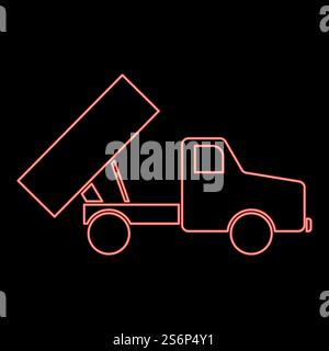 Neon dumper red color vector illustration flat style light image. Neon dumper red color vector illustration flat style image Stock Vector