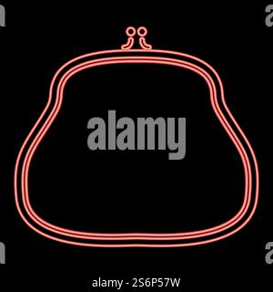 Neon purse red color vector illustration flat style light image. Neon purse red color vector illustration flat style image Stock Vector