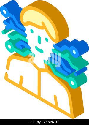 artificial intelligence isometric icon vector. artificial intelligence sign. isolated symbol illustration. artificial intelligence isometric icon vector illustration Stock Vector