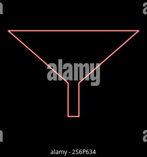 Neon filter or funnel red color vector illustration flat style light image. Neon filter or funnel red color vector illustration flat style image Stock Vector
