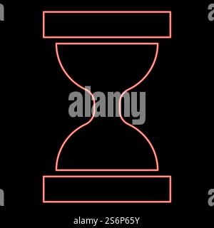 Neon hourglass red color vector illustration flat style light image. Neon hourglass red color vector illustration flat style image Stock Vector