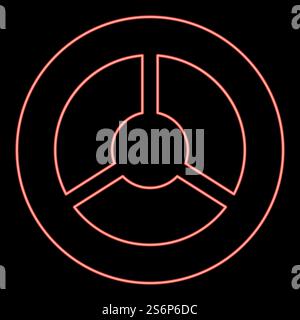 Neon steering wheel red color vector illustration flat style light image. Neon steering wheel red color vector illustration flat style image Stock Vector