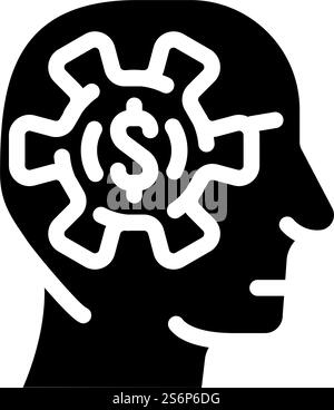 business processes in head glyph icon vector. business processes in head sign. isolated contour symbol black illustration. business processes in head glyph icon vector illustration Stock Vector