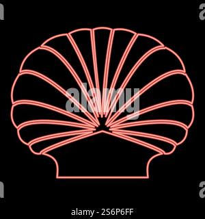 Neon shell red color vector illustration flat style light image. Neon shell red color vector illustration flat style image Stock Vector
