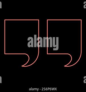 Neon citation red color vector illustration flat style light image. Neon citation red color vector illustration flat style image Stock Vector