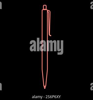 Neon pen red color vector illustration flat style light image. Neon pen red color vector illustration flat style image Stock Vector