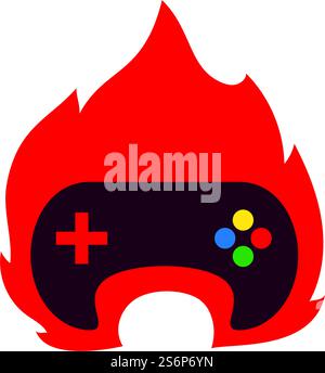 fire burn Joystick game illustration vector template Stock Vector