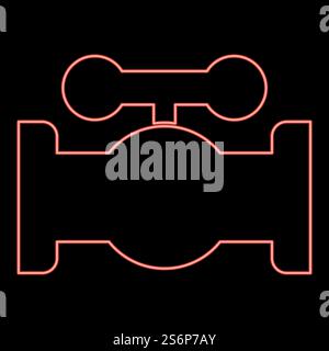 Neon valve red color vector illustration flat style light image. Neon valve red color vector illustration flat style image Stock Vector