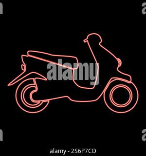Neon scooter red color vector illustration flat style light image. Neon scooter red color vector illustration flat style image Stock Vector