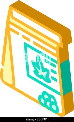 hemp seeds bag isometric icon vector. hemp seeds bag sign. isolated symbol illustration. hemp seeds bag isometric icon vector illustration Stock Vector